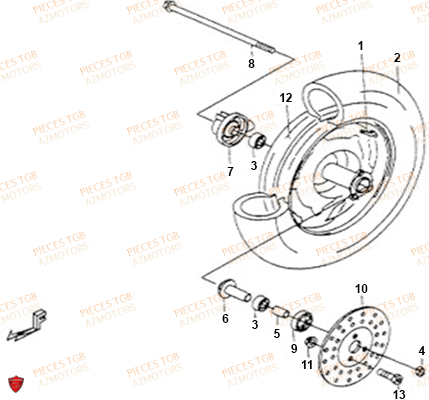 Roue Avant TGB Pieces TGB 101S 50 (No Serie RFCBH1BHA...Type: BH1)