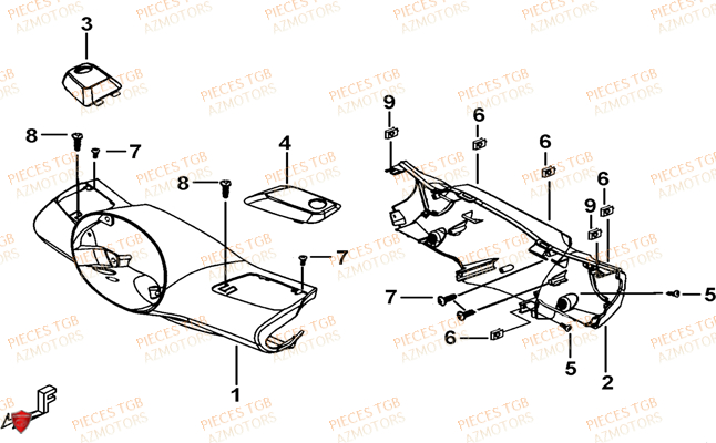 Cache Guidon TGB Pieces TGB BELLAVITA_125 (No Serie RFCDJ8DJA...Type: DJ8)
