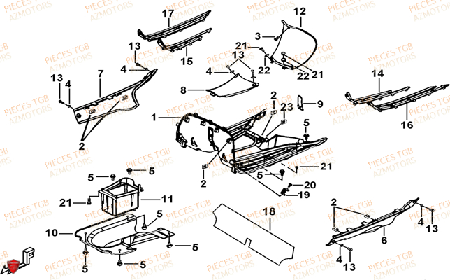 Carenage Arriere TGB Pieces TGB BELLAVITA_125 (No Serie RFCDJ8DJA...Type: DJ8)
