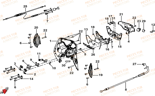 Carenage Avant TGB Pieces TGB BELLAVITA_125 (No Serie RFCDJ8DJA...Type: DJ8)
