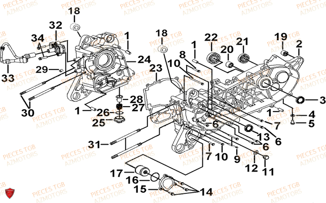 Carter Moteur TGB Pieces TGB BELLAVITA_125 (No Serie RFCDJ8DJA...Type: DJ8)
