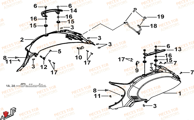 Coques TGB Pieces TGB BELLAVITA_125 (No Serie RFCDJ8DJA...Type: DJ8)
