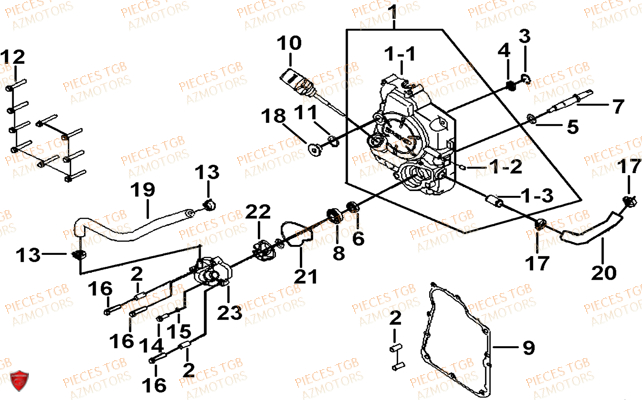Couvercle Carter Moteur Droit TGB Pieces TGB BELLAVITA_125 (No Serie RFCDJ8DJA...Type: DJ8)
