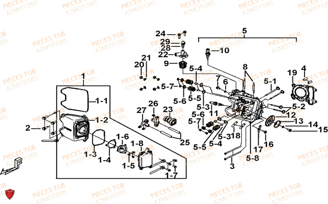 CULASSE TGB Retrouvez les pieces détachées du TGB BLADE 500 SL, RFCDJ8DJA vue eclatée ,schema, de pieces