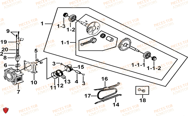 Cylindre TGB Pieces TGB BELLAVITA_125 (No Serie RFCDJ8DJA...Type: DJ8)
