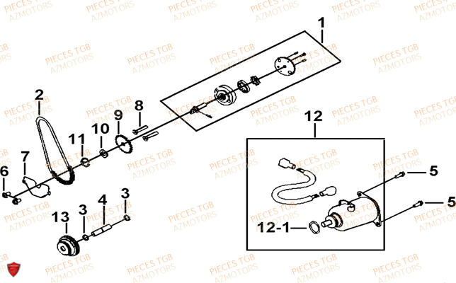 Demarreur TGB Pieces TGB BELLAVITA_125 (No Serie RFCDJ8DJA...Type: DJ8)
