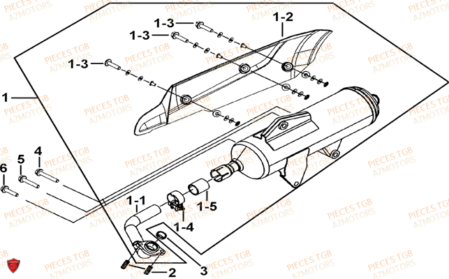 Echappement TGB Pieces TGB BELLAVITA_125 (No Serie RFCDJ8DJA...Type: DJ8)
