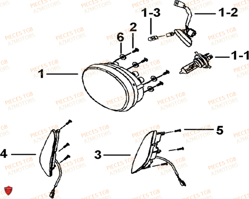 Eclairage Avant TGB Pieces TGB BELLAVITA_125 (No Serie RFCDJ8DJA...Type: DJ8)
