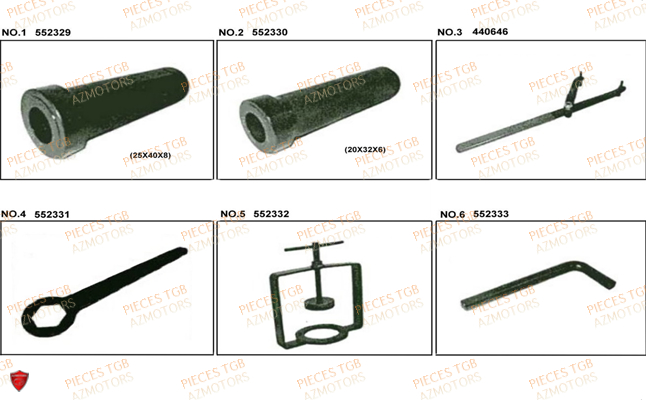 Outils 3 TGB Pieces TGB BELLAVITA_125 (No Serie RFCDJ8DJA...Type: DJ8)
