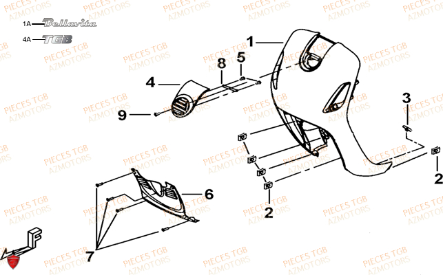 Pare Brise TGB Pieces TGB BELLAVITA_125 (No Serie RFCDJ8DJA...Type: DJ8)
