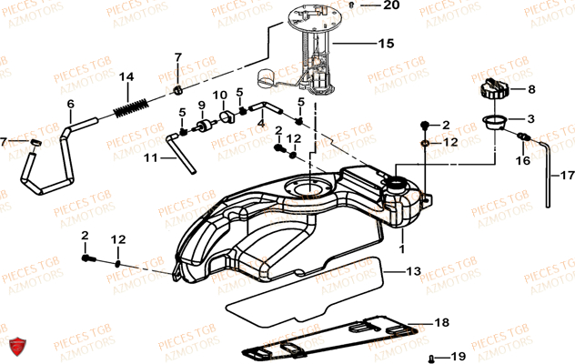 Reservoir TGB Pieces TGB BELLAVITA_125 (No Serie RFCDJ8DJA...Type: DJ8)
