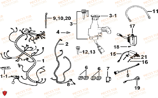 Systeme Electrique 2 TGB Pieces TGB BELLAVITA_125 (No Serie RFCDJ8DJA...Type: DJ8)
