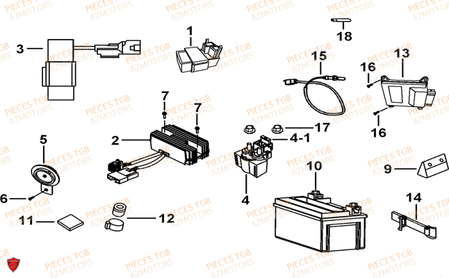 Systeme Electrique 3 TGB Pieces TGB BELLAVITA_125 (No Serie RFCDJ8DJA...Type: DJ8)
