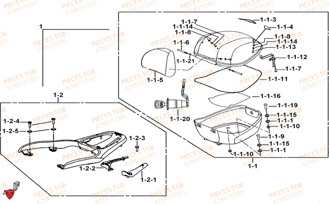Top Case New Option TGB Pieces TGB BELLAVITA_125 (No Serie RFCDJ8DJA...Type: DJ8)
