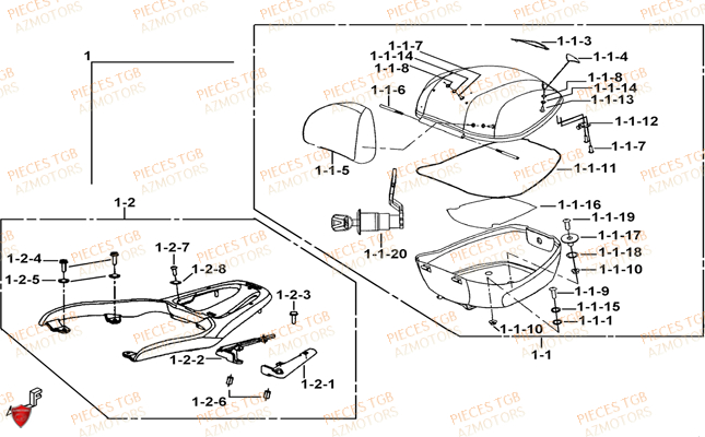 Top Case Option TGB Pieces TGB BELLAVITA_125 (No Serie RFCDJ8DJA...Type: DJ8)
