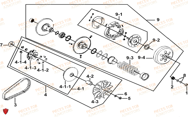 Variateur A Partir Du No Serie 000765 TGB Pieces TGB BELLAVITA_125 (No Serie RFCDJ8DJA...Type: DJ8)
