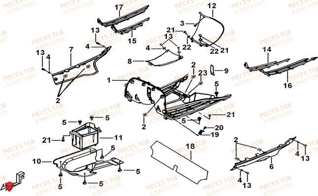 Carenage Arriere TGB Pieces TGB BELLAVITA_300 (No Serie RFCDJCDJA...Type: DJC)

