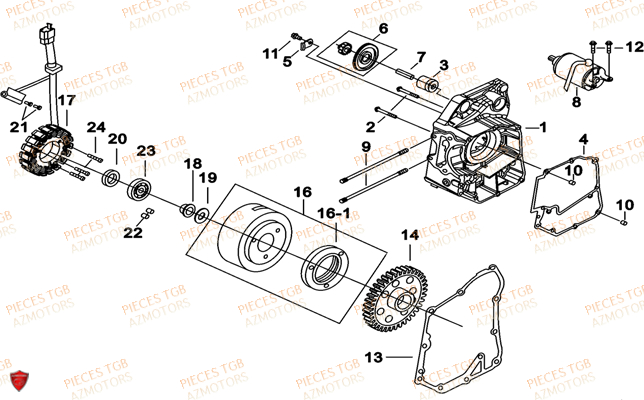 Carter Moteur Droit TGB Pieces TGB BELLAVITA_300 (No Serie RFCDJCDJA...Type: DJC)

