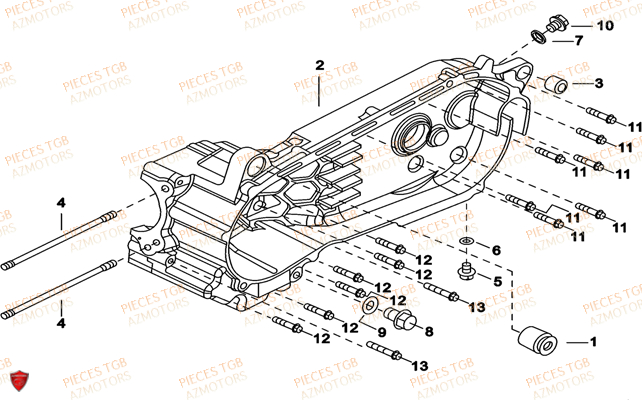 CARTER_MOTEUR_GAUCHE TGB Pieces Scooter TGB BELLAVITA 300  (No Serie RFCDJCDJA ...)