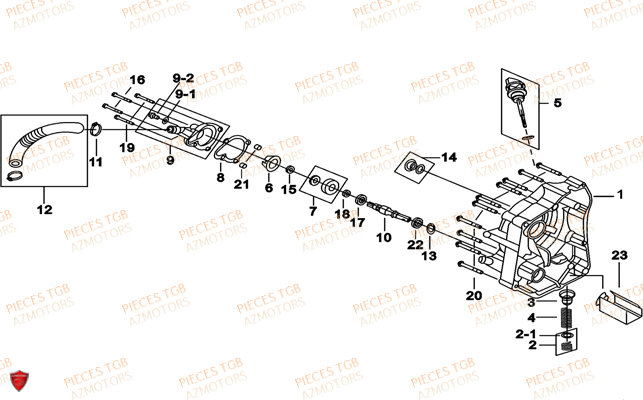 Couvercle Carter Moteur Droit TGB Pieces TGB BELLAVITA_300 (No Serie RFCDJCDJA...Type: DJC)

