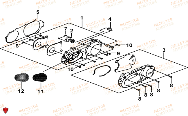 Couvercle Carter Moteur Gauche TGB Pieces TGB BELLAVITA_300 (No Serie RFCDJCDJA...Type: DJC)

