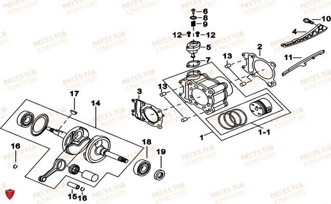 Cylindre TGB Pieces TGB BELLAVITA_300 (No Serie RFCDJCDJA...Type: DJC)

