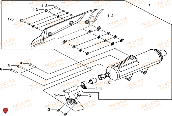 Echappement TGB Pieces TGB BELLAVITA_300 (No Serie RFCDJCDJA...Type: DJC)

