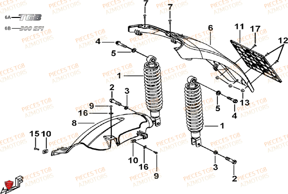 Garde Boue Arriere TGB Pieces TGB BELLAVITA_300 (No Serie RFCDJCDJA...Type: DJC)

