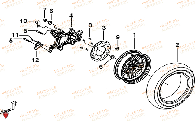 Roue Arriere TGB Pieces TGB BELLAVITA_300 (No Serie RFCDJCDJA...Type: DJC)

