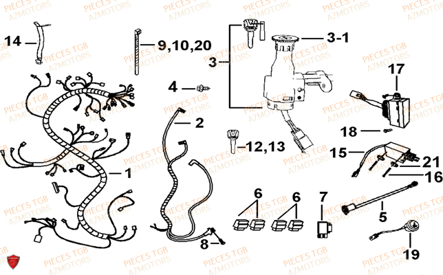 Systeme Electrique 2 TGB Pieces TGB BELLAVITA_300 (No Serie RFCDJCDJA...Type: DJC)

