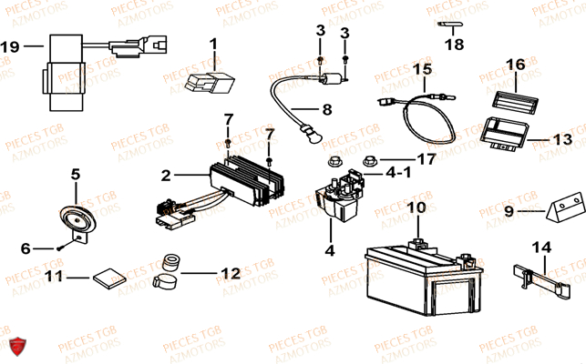 Systeme Electrique 3 TGB Pieces TGB BELLAVITA_300 (No Serie RFCDJCDJA...Type: DJC)

