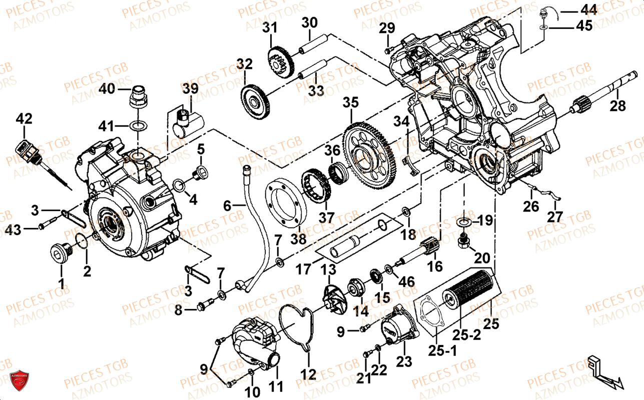 Carter Moteur Droit TGB Pieces TGB BLADE 1000 (2015) (No Serie RFCESTESA.. Type: EST)