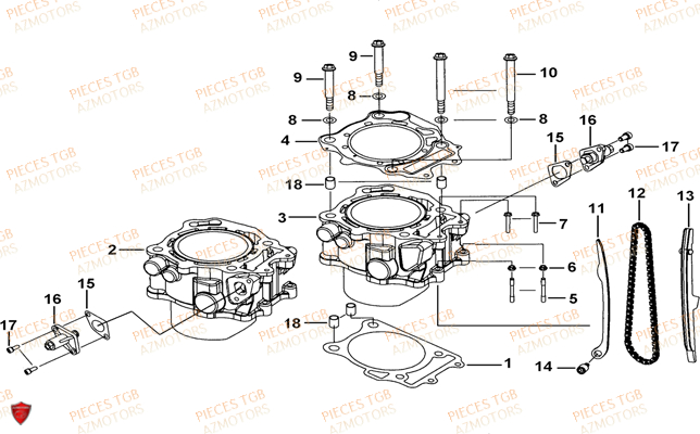 Cylindre TGB Pieces TGB BLADE 1000 (2015) (No Serie RFCESTESA.. Type: EST)