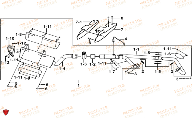 Echappement Jusqu Au No Serie 003440 TGB Pieces TGB BLADE 1000 (2015) (No Serie RFCESTESA.. Type: EST)