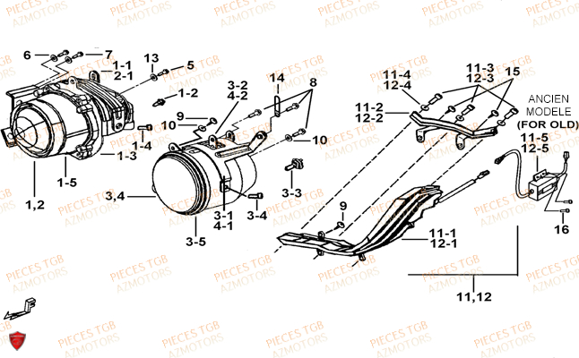 Eclairage Avant TGB Pieces TGB BLADE 1000 (2015) (No Serie RFCESTESA.. Type: EST)