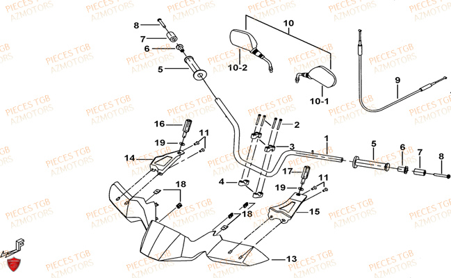 Guidon TGB Pieces TGB BLADE 1000 (2015) (No Serie RFCESTESA.. Type: EST)