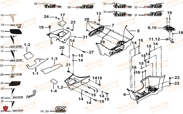 Marche Pied TGB Pieces TGB BLADE 1000 (2015) (No Serie RFCESTESA.. Type: EST)