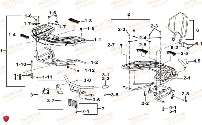 Porte Bagages Plastique Option TGB Pieces TGB BLADE 1000 (2015) (No Serie RFCESTESA.. Type: EST)