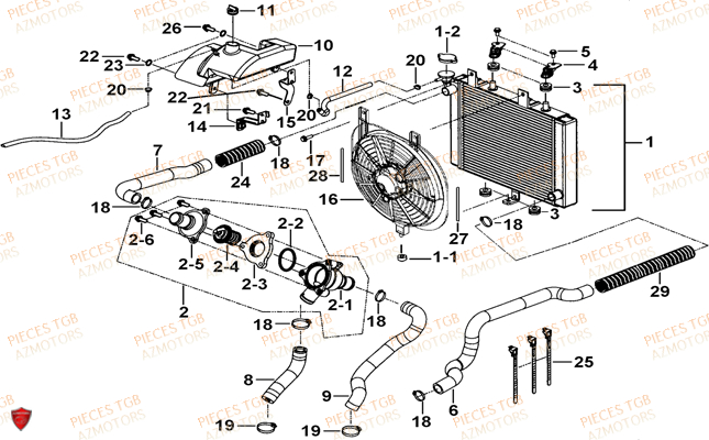 Refroidissement TGB Pieces TGB BLADE 1000 (2015) (No Serie RFCESTESA.. Type: EST)