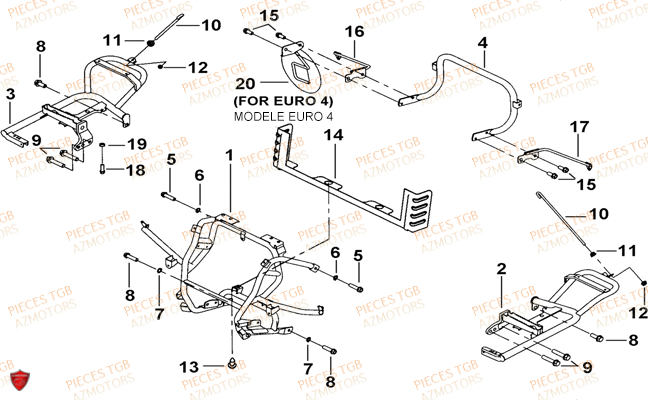 Support Pare Chocs TGB Pieces TGB BLADE 1000 (2015) (No Serie RFCESTESA.. Type: EST)