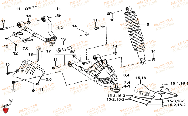 Suspension Avant TGB Pieces TGB BLADE 1000 (2015) (No Serie RFCESTESA.. Type: EST)