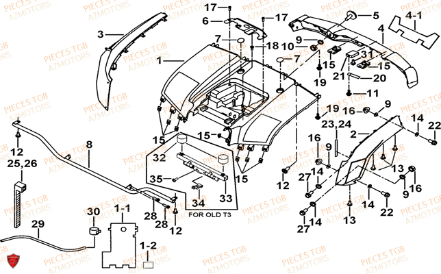 Carrosserie Arriere TGB Pieces TGB BLADE 1000 (2016) (No Serie RFCETTETA.. Type: ETT)