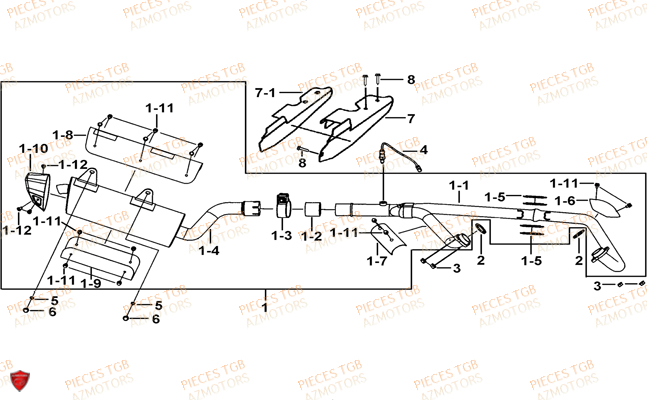 Echappement Jusqu Au No Serie 003280 TGB Pieces TGB BLADE 1000 (2016) (No Serie RFCETTETA.. Type: ETT)