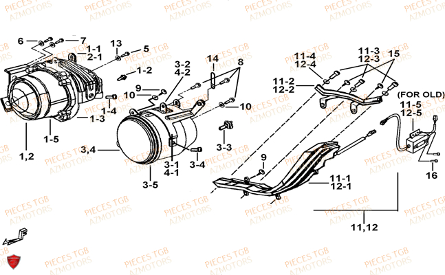 Eclairage Avant TGB Pieces TGB BLADE 1000 (2016) (No Serie RFCETTETA.. Type: ETT)