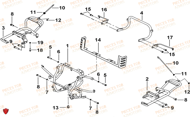 Support Pare Chocs TGB Pieces TGB BLADE 1000 (2016) (No Serie RFCETTETA.. Type: ETT)
