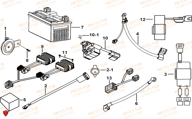 Systeme Electrique 3 TGB Pieces TGB BLADE 1000 (2016) (No Serie RFCETTETA.. Type: ETT)