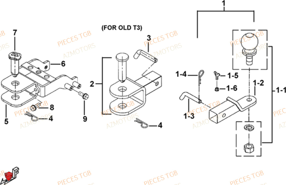 Attelages Option AZMOTORS Pieces TGB BLADE 1000 LT (No Serie RFCETTTBB.. Type: ETT)