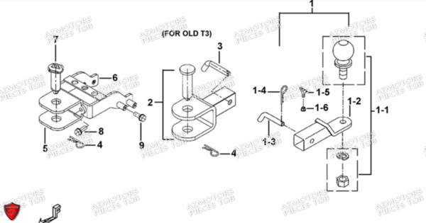 Attelage Option AZMOTORS Pieces TGB BLADE 1000 LT (No Serie RFCETTTBB.. Type: ETT)