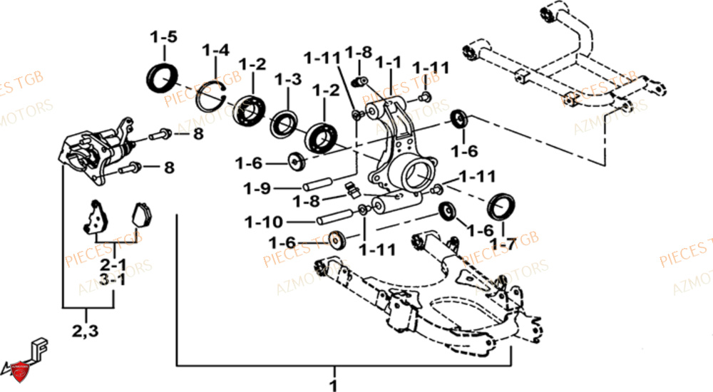 Axe Arriere AZMOTORS Pieces TGB BLADE 1000 LT (No Serie RFCETTTBB.. Type: ETT)