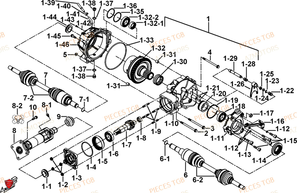 Blocage Differentiel Arriere AZMOTORS Pieces TGB BLADE 1000 LT (No Serie RFCETTTBB.. Type: ETT)